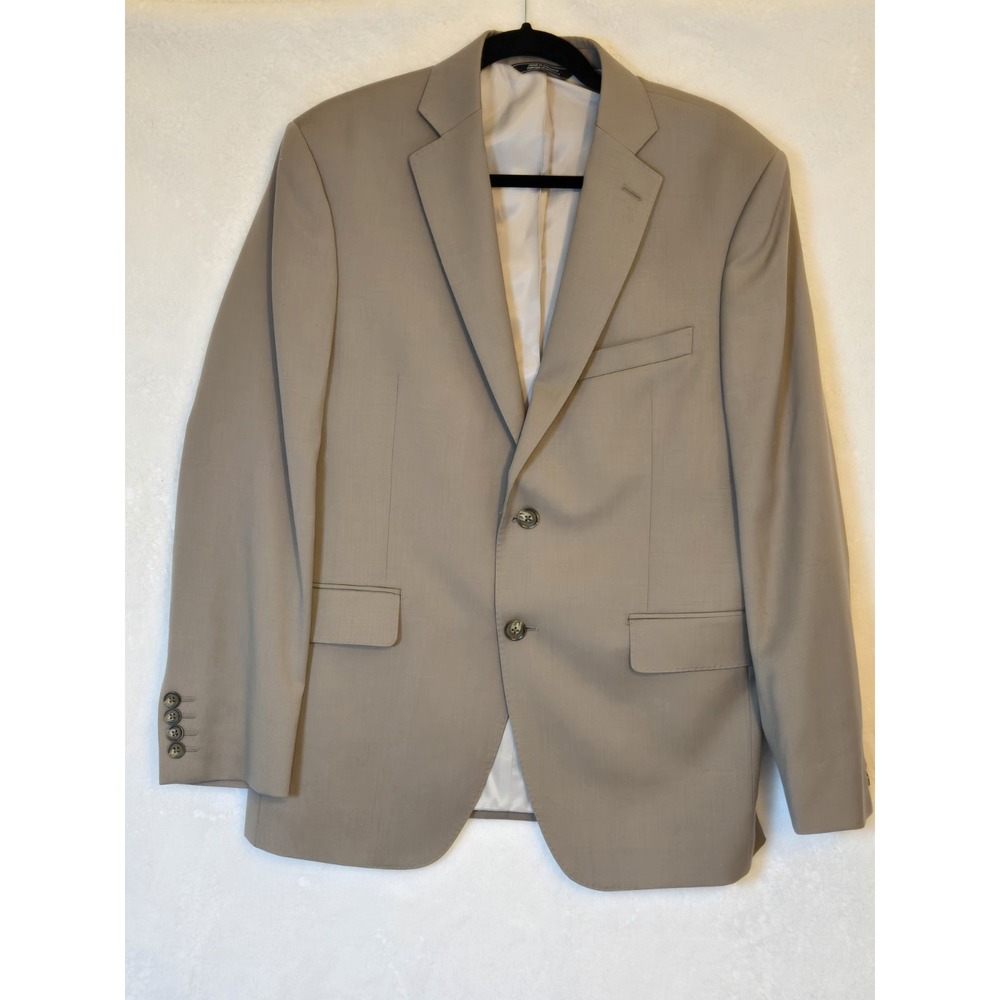 Saks Fifth Avenue Sports Coat Jacket Blazer Beige Sixe 40S 100% Wool